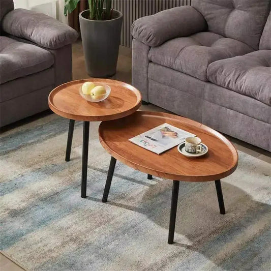 Nesting Coffee Table Oval,Wood Creative Side End Tables Set