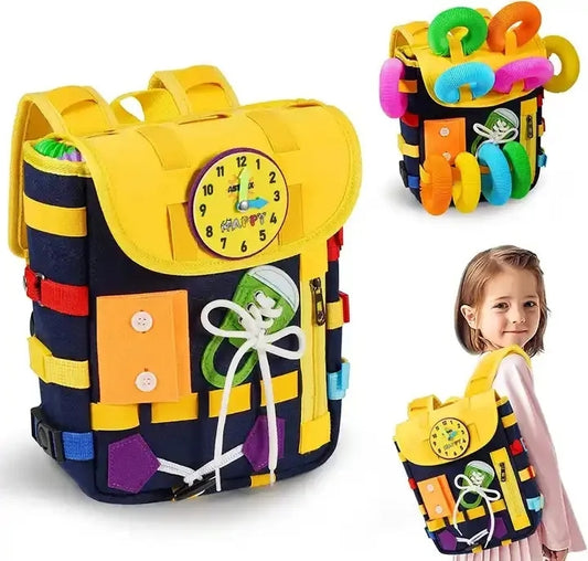 Toddler Backpack with Buckles and Learning Activity Toys - Develop Fine Motor and Basic Life Skills - Learn to Tie Shoes - Children's Travel Toy - Ideal Gift