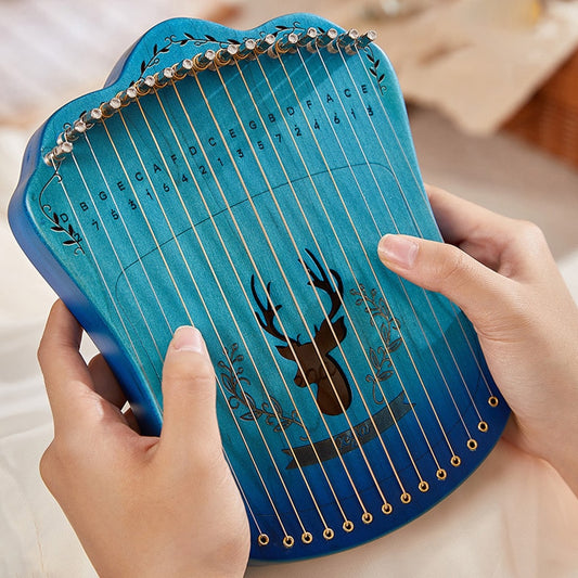 Portable 21-String Harp Lyre with Piano Case - Musical Beginner Instrument for Fingerplay